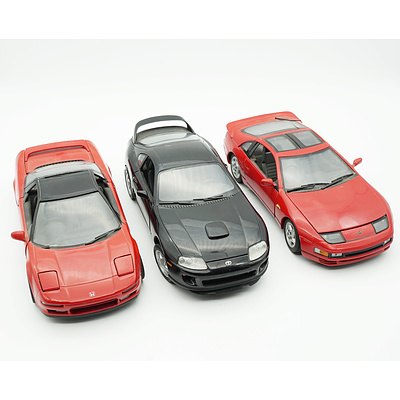 Three Kyosho 1:18 Models, Including Honda Nex, Nissan Fairlady Z and Toyota Supra