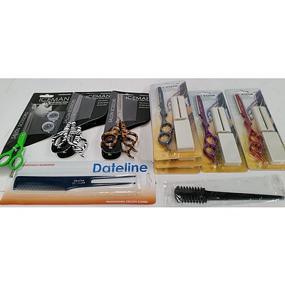 Professional Hairdressing Scissors and Combs  - Lot of 12 - Brand New - RRP $670.00