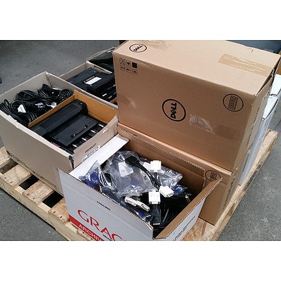 Bulk Lot of Assorted IT Equipment - Assorted Cables, Docking Stations & LCD Monitor