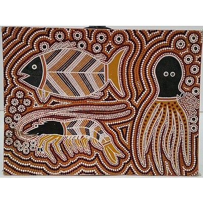 Four Aboriginal Oil on Canvas Works