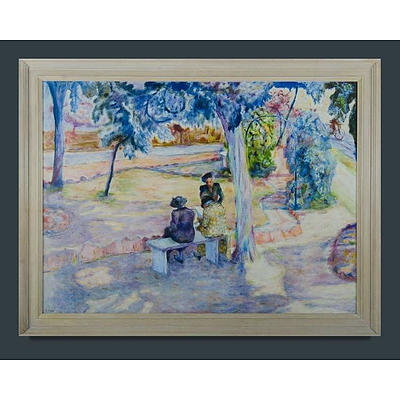 JOYCE, Ena (b.1925), 'Tea Under the Eucalypts', Oil on Canvas
