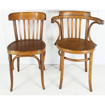Two Oak Bentwood Chairs