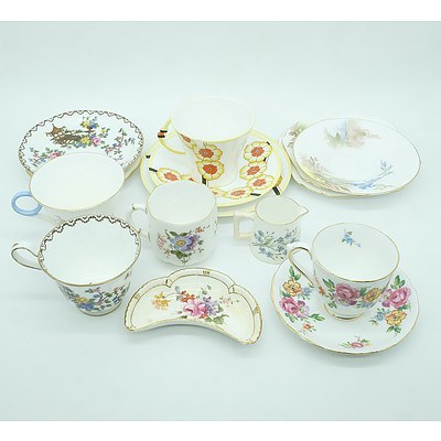 Group of China Cups, Saucers and Dishes Including a Royal Albert Belmont Cake Plate