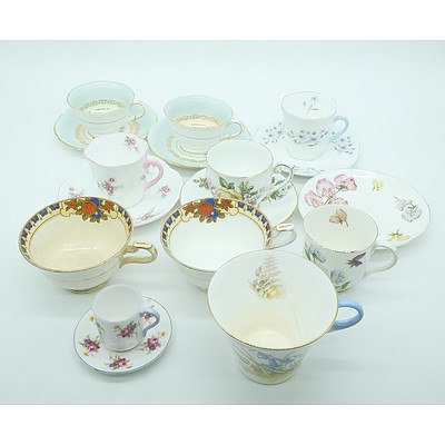 Group of China Cups, Saucers and More Including a Heathcote Sweet Pea Cup and Saucer