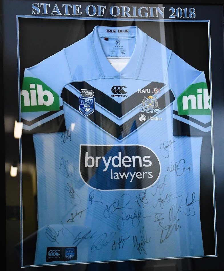 Framed and signed 2018 NSW State of Origin jersey.