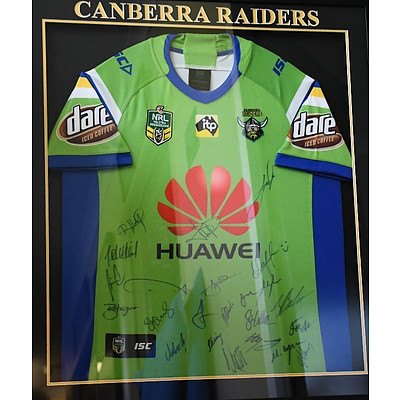 Framed and signed 2018 Canberra Raiders jersey