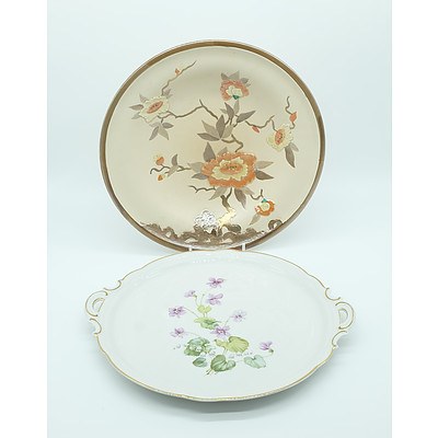 Wood & Sons Chinese Rose Plate, German Tray with Floral Decoration and Two Other Ceramic Jugs