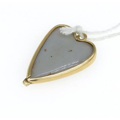 14ct Yellow Gold Heart Shaped Opal Pendant