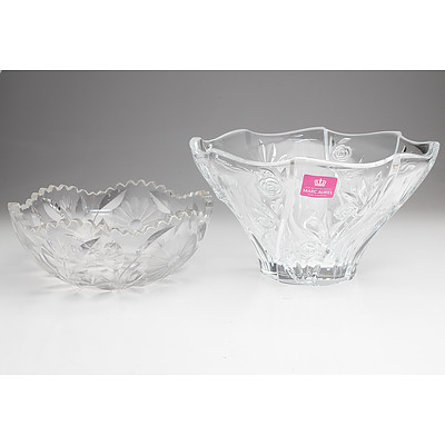 Marc Aurel Bavarian Crystal Bowl and Another Cut Glass Bowl