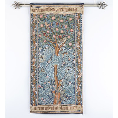Small William Morris Style Tapestry with Hanging Bar