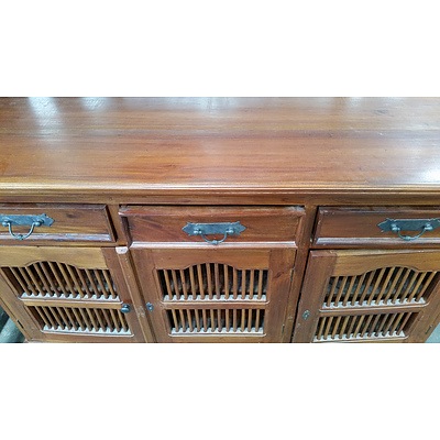 Stained Pine Buffet and Entertainment Unit
