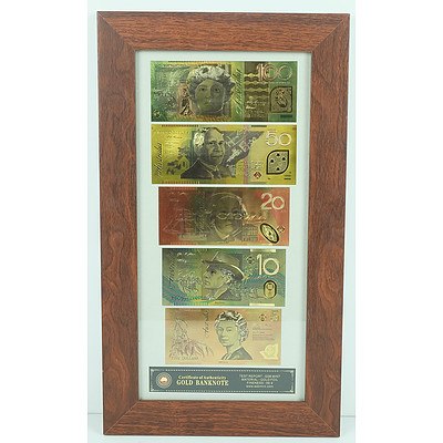 SSB Mint Gold Foil Bank Note Set and a Group of Badges and Coins