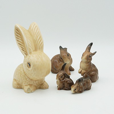 Lot of Ceramic Glazed English Rabbits