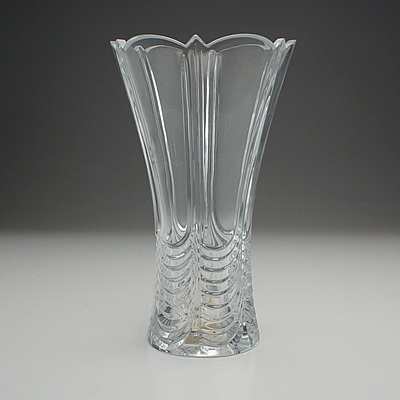 Contemporary Blue and White Chinese Vase, Bohemia Cut Crystal Vase, and Blue Glass Urn