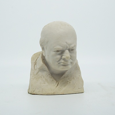 Collection of Figures and Ornament Including Signed Churchill Bust