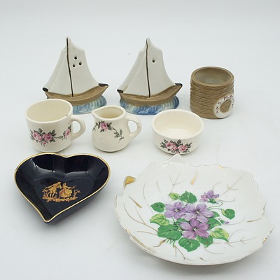 Collection of Miniature China Pieces Including Limoges, Adderly, and Corona
