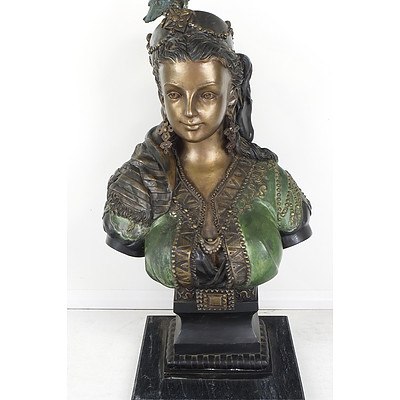 Cast Bronze Bust of a Gypsy Woman