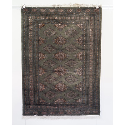 Green Ground Bokhara Hand Knotted Wool Pile Rug Probably Pakistan