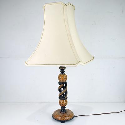 Indo Persian Carved and Polychromed Lamp Base