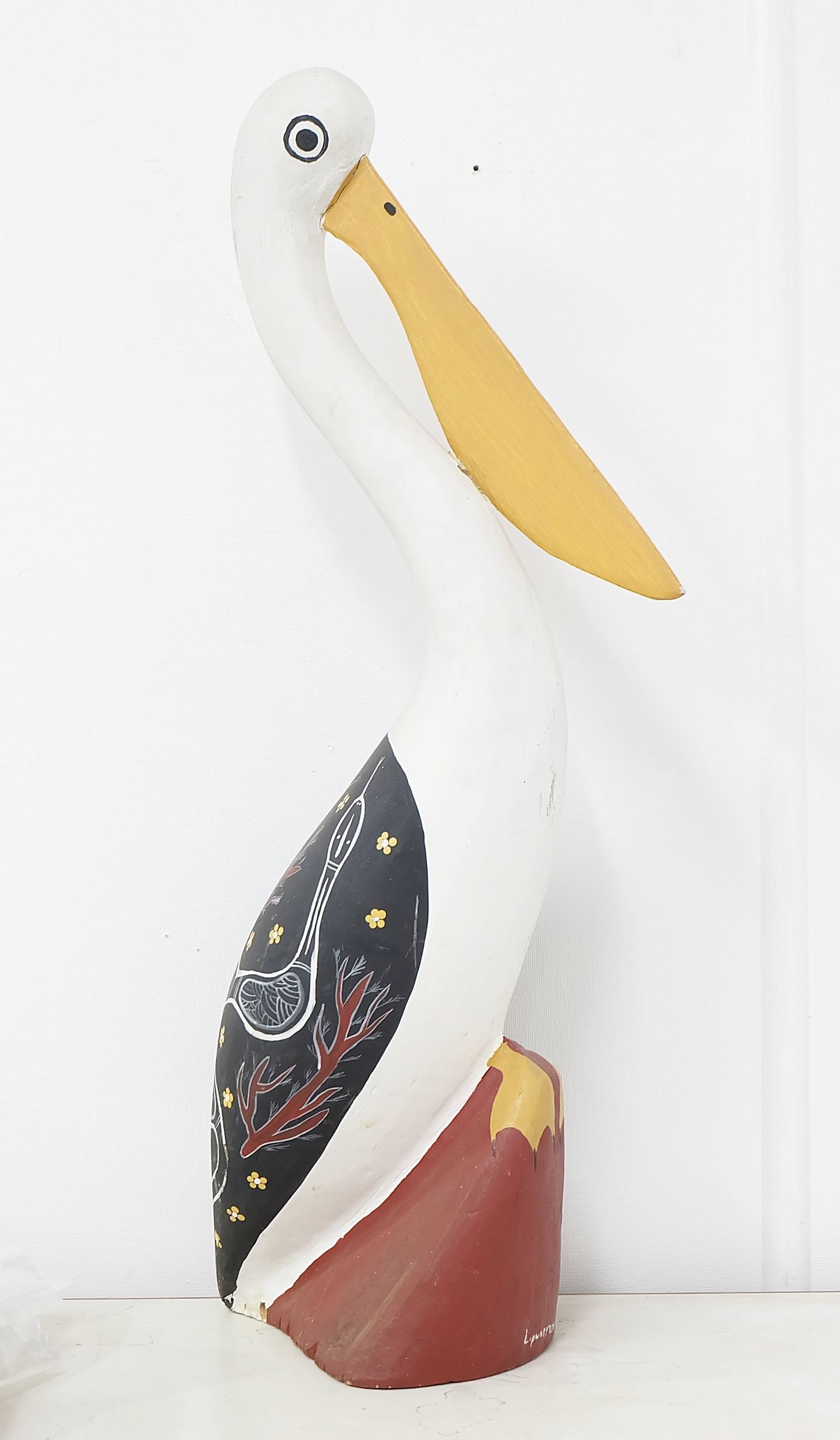 'Lipwurrunga Carved and Hand Painted Pelican Statue'