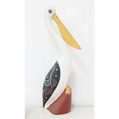 Lipwurrunga Carved and Hand Painted Pelican Statue