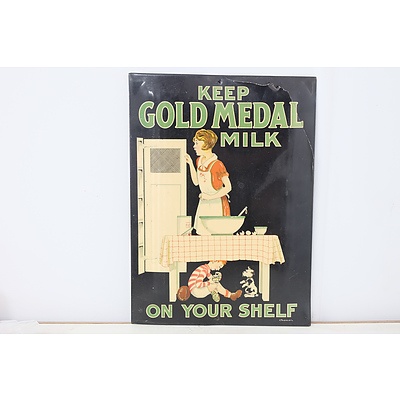 Vintage Gold Medal Milk Sign