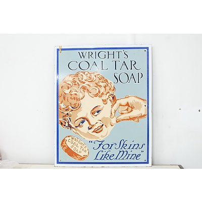Vintage Wrights Coal Tar Soap Tin Sign