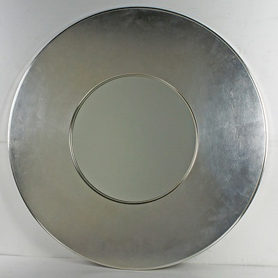 Contemporary Oval Painted Silver Framed Mirror