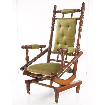 Antique Dexter Rocking Chair with Velvet Upholstery Circa 1900