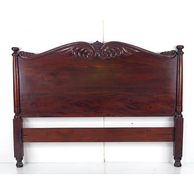 Reproduction Mahogany Bedhead with Acanthus Carved Crest