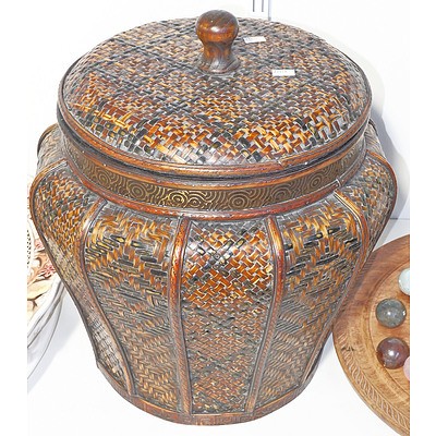 Asian Lacquered Cane Basket