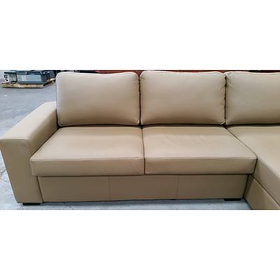 Leo Furniture Three Seater Leather Chaise Lounge with Sofabed