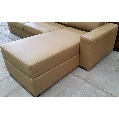 Leo Furniture Three Seater Leather Chaise Lounge with Sofabed