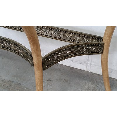 Hollywood Regency Style Glass Topped Console Table