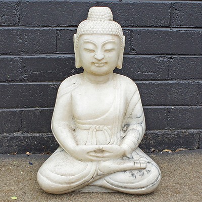 Carved White Marble Buddha, Modern