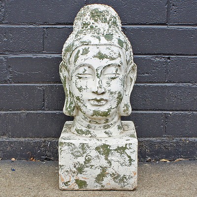 Metal Buddha Head Garden Sculpture