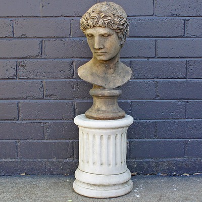 Cast Composite Roman Bust and Associated Pedestal