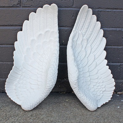 White Moulded Plaster Angel Wings with Lights