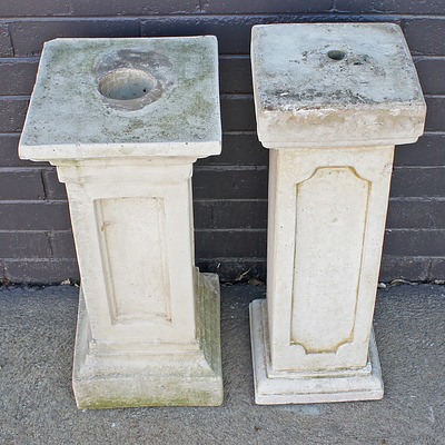 Two Square Moulded Composite Classical Column Garden Pedestals