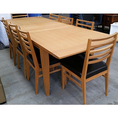 Contemporary Ash Nine Piece Extension Dining Setting