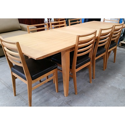 Contemporary Ash Nine Piece Extension Dining Setting