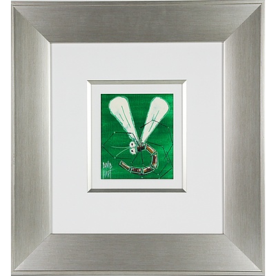 David Hart (1971-) Dragonfly Green Oil on Board