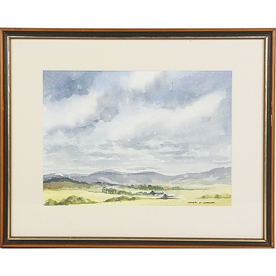 Kenneth O. Johnson (1921-) Mt Crace Trig, Plain Under Cloud and Wells Station Road Watercolour
