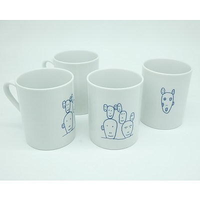 Two Sets of Alessi Genetic Tales White Porcelain Mugs