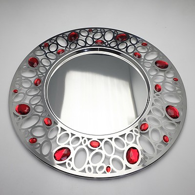 Alessi Ba-Ball Round Tray with Open Work Edge and Cabochon Decorations
