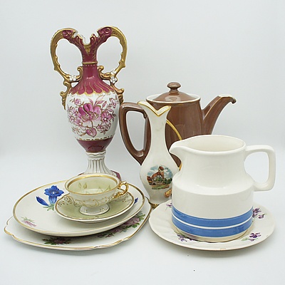 Group of China, Including Royal Dux Urn, Two Royal Albert Ceramic Bouquets and More
