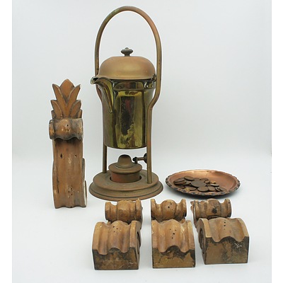 GBN Spirit Kettle, Carved Corbels, Coins, and More