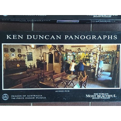 2 x Ken Duncan Panograph 748 piece jigsaw puzzles: Craig's Hut & Aussie Pub