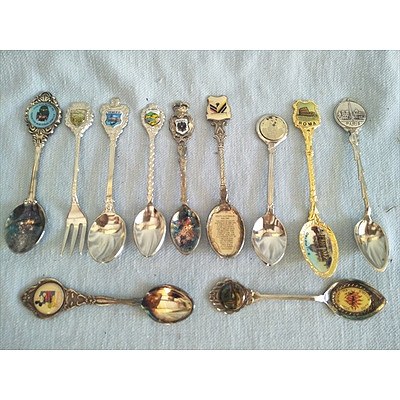 Assorted souvenir spoons & fork (QTY 11)