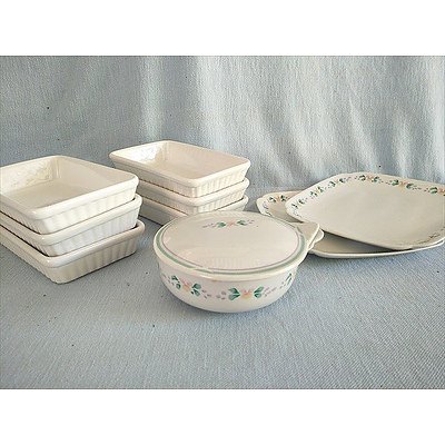 Assorted kitchenware - baking dishes plates & dish